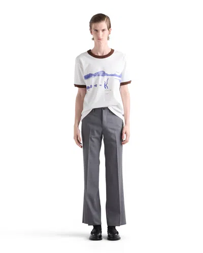 Prada Printed Cotton T-shirt In White