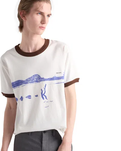 Prada Printed Cotton T-shirt In White