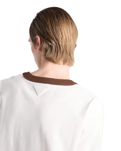 Prada Printed Cotton T-shirt In White