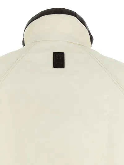 Ferragamo Technical Linen Jacket High Collar Long Sleeves In Neutral