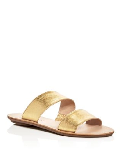Shop Loeffler Randall Clem Metallic Double Strap Slide Sandals In Gold
