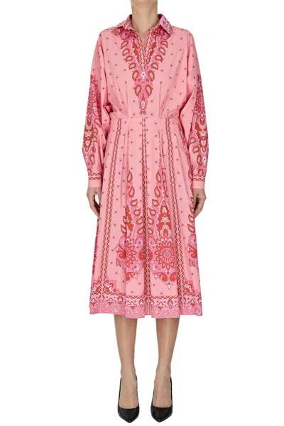 Etro Chemisier Pink Cotton Midi Dress 40