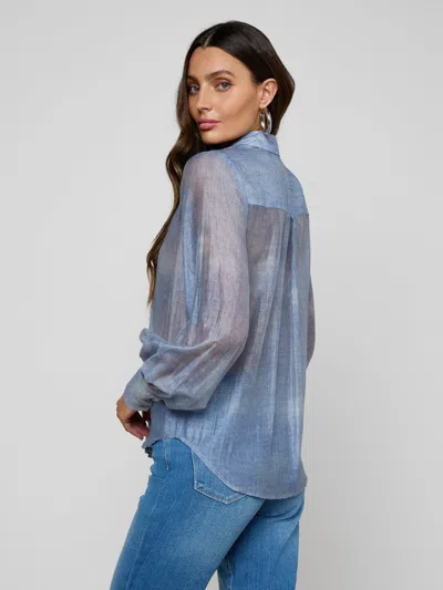L'agence Jayleen Button Down Blouse In Blue