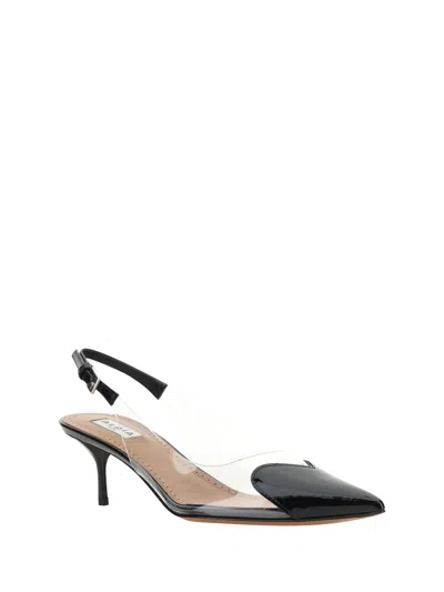 Alaïa Le Coeur Black Patent Leather High Slingback In Animal Print