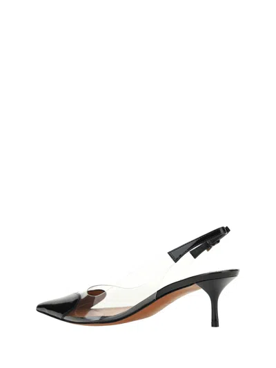 Alaïa Le Coeur Black Patent Leather High Slingback In Animal Print