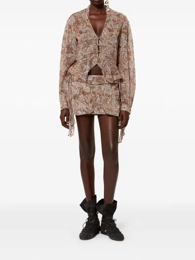 Isabel Marant Celeny Printed Cotton Voile Blouse In Brown