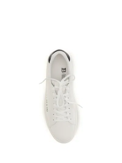 Balmain Calfskin Logo Motif Lace-up Sneakers With Black Heel Counter In Multi