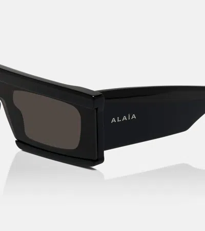 Alaïa Rectangular Frame Dark Lenses Sunglasses Design In Metallic