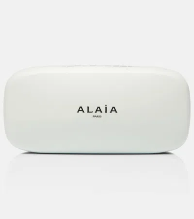 Alaïa Rectangular Frame Dark Lenses Sunglasses Design In Metallic