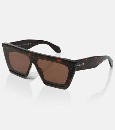 Alaïa Rectangular Acetate Sunglasses In Brown