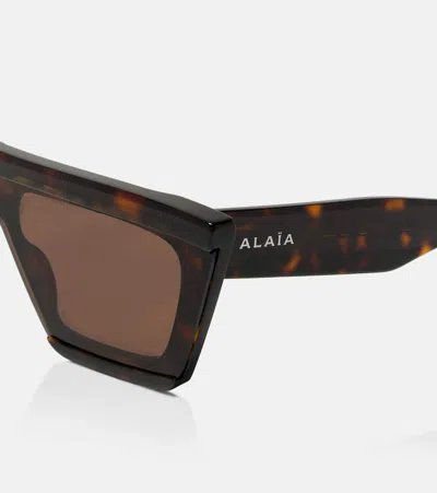 Alaïa Rectangular Acetate Sunglasses In Brown