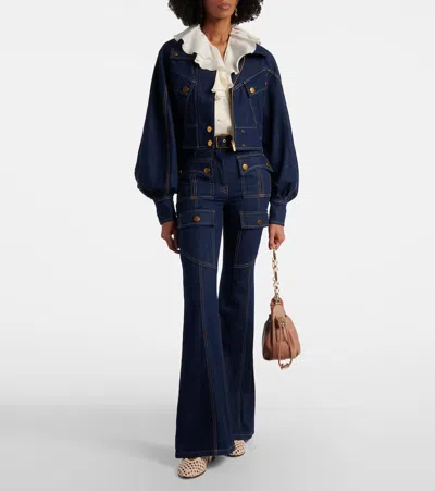 Zimmermann Luna Utility Denim Flared Jeans In Blue