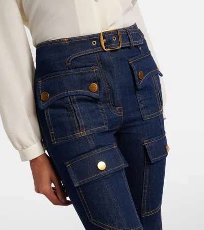 Zimmermann Luna Utility Denim Flared Jeans In Blue