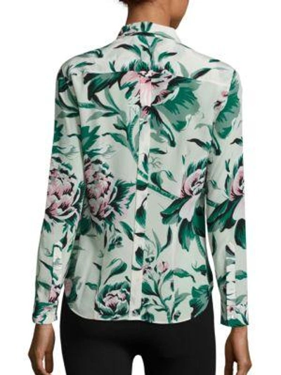 Shop Burberry Aster Floral Blouse In Emerald Green