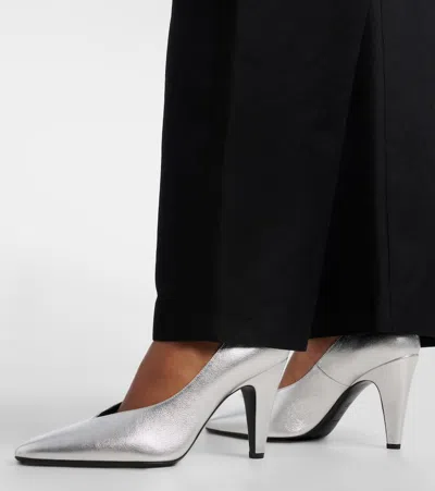 Alaïa Cone Pumps In Laminated Leather In Silver