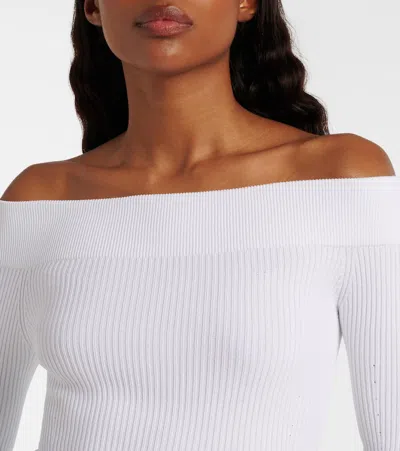 Alaïa Ribbed-knit Bodysuit In Gray