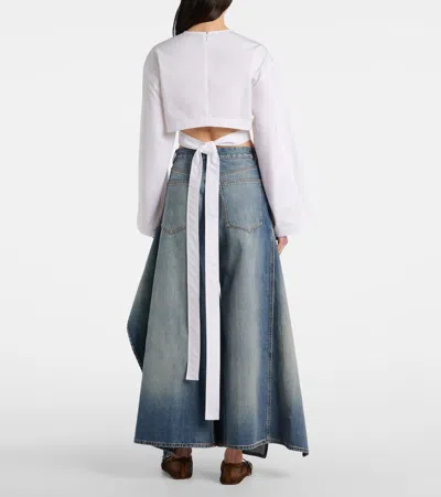 Alaïa Alaia Ruffled Wide-leg Jeans With Mid-rise Waist In Blue