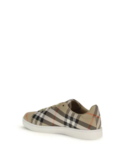 Burberry Canvas Sneakers With Check Pattern Design In White