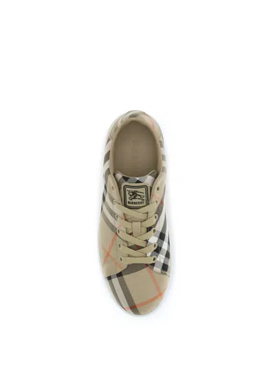 Burberry Canvas Sneakers With Check Pattern Design In White