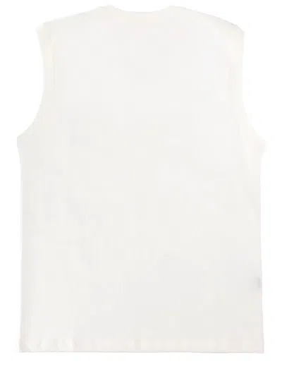 Diesel T-bisco-iod White Sleeveless Top With Logo Detail On The Front In Cotton Man