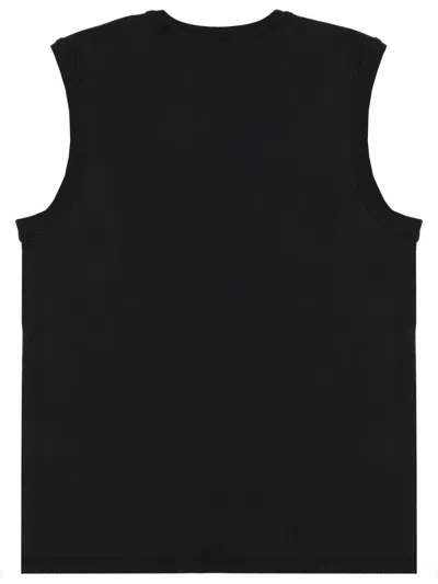 Diesel T-bisco-iod Black Sleeveless Top With Logo Detail On The Front In Cotton Man In Metallic