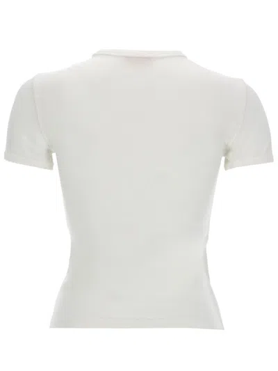 Diesel Women White T-shirt With Logo On The Front And Ribbed Design In Cotton Woman