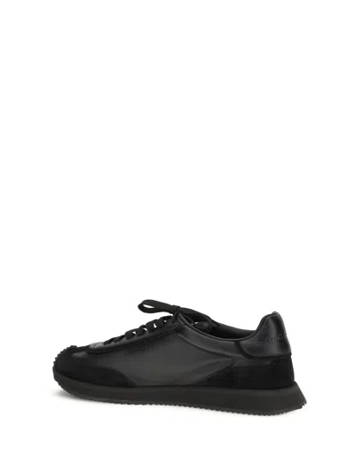 Dolce & Gabbana Round Toe Leather Sneakers With Suede Accents In Black