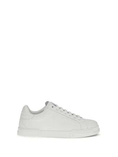 Dolce & Gabbana Portofino Light White Sneakers With Logo Patch On The Tongue And Tonal Logo Lettering On The Heel In In White