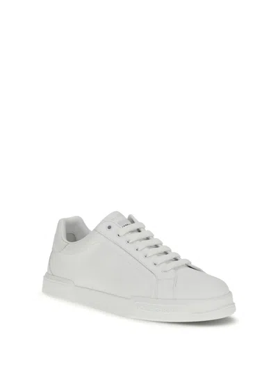 Dolce & Gabbana Portofino Light White Sneakers With Logo Patch On The Tongue And Tonal Logo Lettering On The Heel In In White