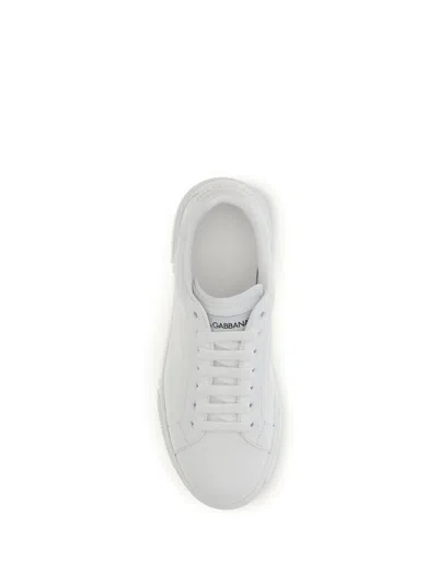 Dolce & Gabbana Portofino Light White Sneakers With Logo Patch On The Tongue And Tonal Logo Lettering On The Heel In In White