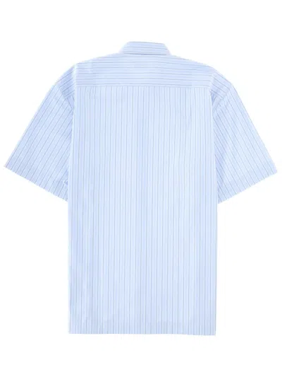Dries Van Noten Short Sleeve Shirt Straight Cut Striped Collar In Blue
