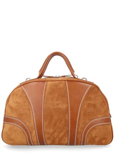 Dries Van Noten Leather-trimmed Suede Duffel Bag In Brown