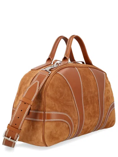 Dries Van Noten Leather-trimmed Suede Duffel Bag In Brown