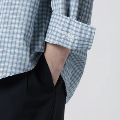 Dunst Oversized Light Blue Check Shirt Women In Blue