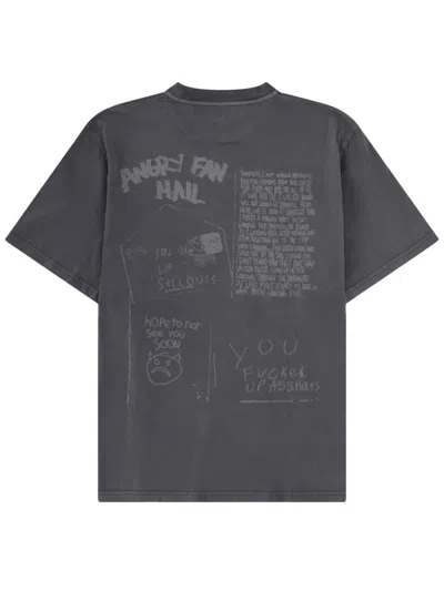 Our Legacy Men S Box T-shirt Angry Fan Mail Print In Gray