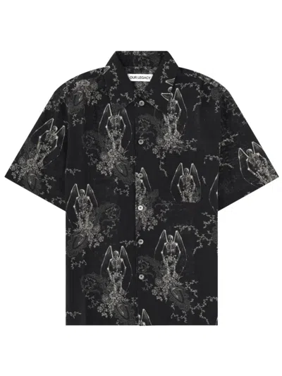 Our Legacy Mens Death Paisley Print Graphic-print Short-sleeve Cotton And Linen Shirt In Multi