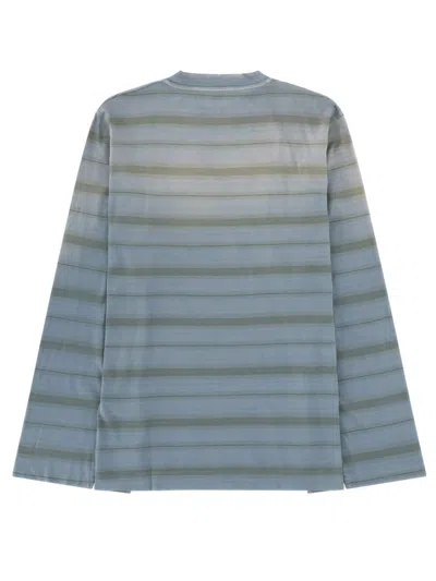 Our Legacy Mens Spray Fade Ghost Stripe Striped Boxy-fit Long-sleeve Cotton-shirt In Blue