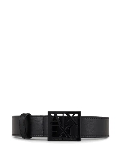 Armani Exchange Logo-buckle Belt In Black