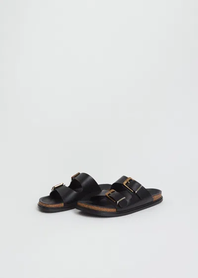 The Row Buckle Slide Sandals In Brown