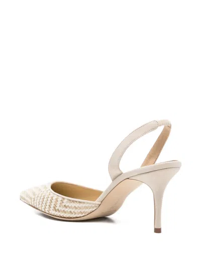Manolo Blahnik Carolyne Woven Raffia Slingback Pump In Neutral