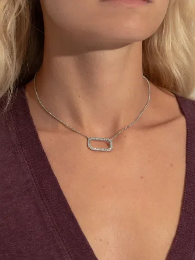 Allsaints Rectangle-frame Crystal Necklace In Silver