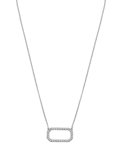 Allsaints Rectangle-frame Crystal Necklace In Silver