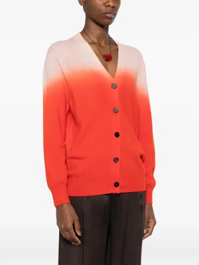 Jil Sander V-neck Gradient Buttoned Cardigan In Multi