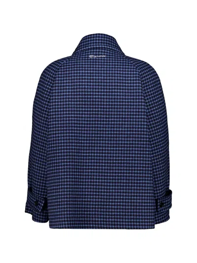 Marni Buttoned Checked Jacket In Blue