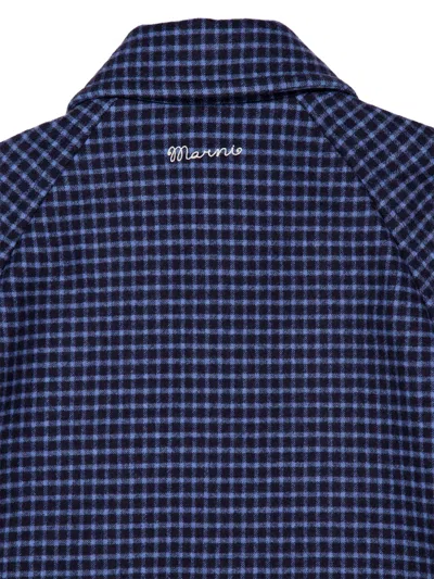 Marni Buttoned Checked Jacket In Blue