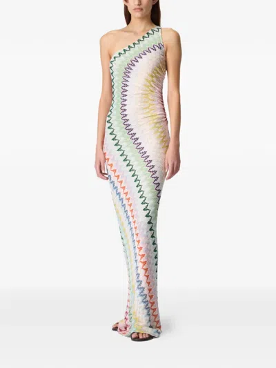 Missoni One-shoulder Zig-zag Maxi Dress In Multi