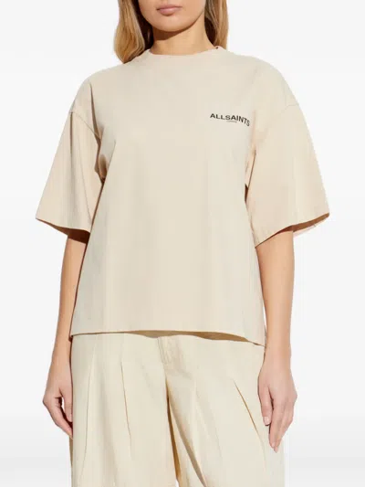 Allsaints Womens Sandy White Halis Amelie Oversized-fit Cotton-jersey T-shirt In Neutral