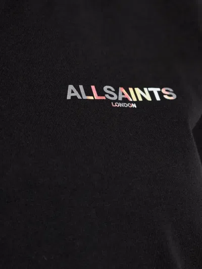 Allsaints Guardian Amelie Short Sleeve Graphic Logo T-shirt With Back Print In Black