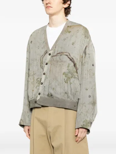 Ziggy Chen Printed Silk Jacket In Gray