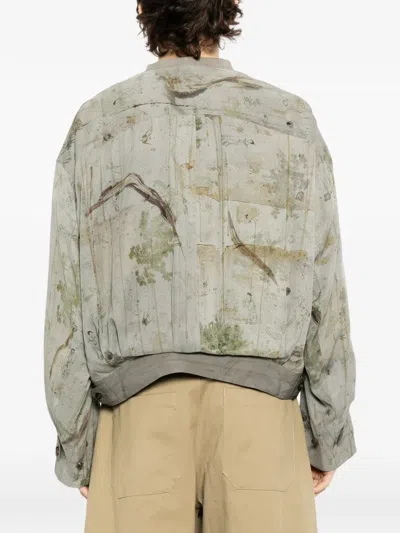 Ziggy Chen Printed Silk Jacket In Gray